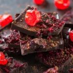 Homemade chocolate with dry cherry