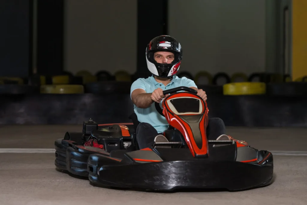 Young Man Driving Go-Kart Karting Race