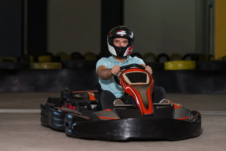 Young Man Driving Go-Kart Karting Race