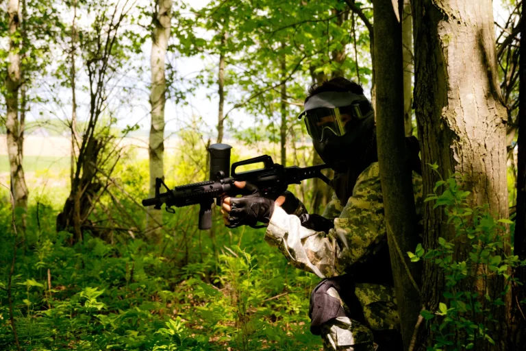men playing paintball